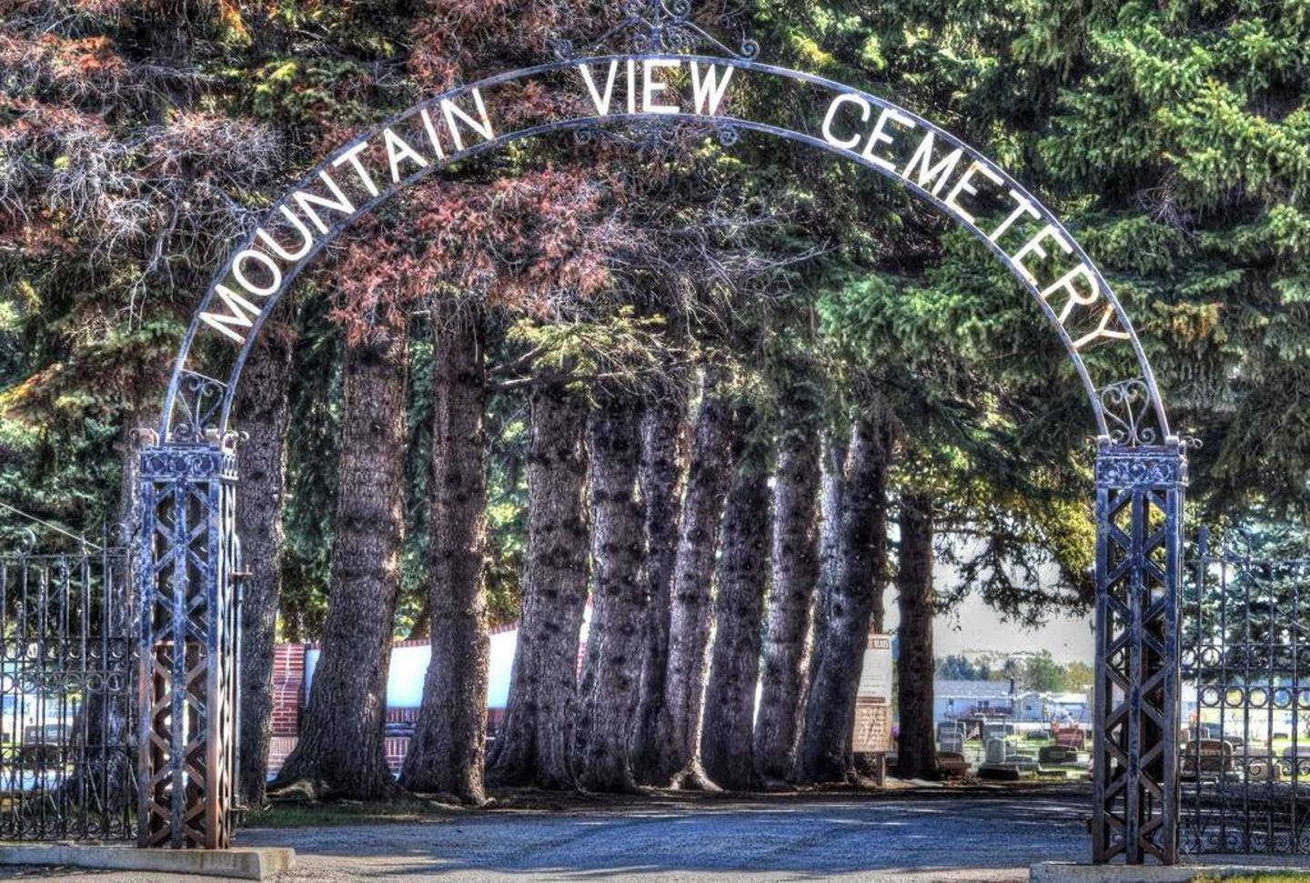 Pictured is the entrance to Mountain View Cemetery. 